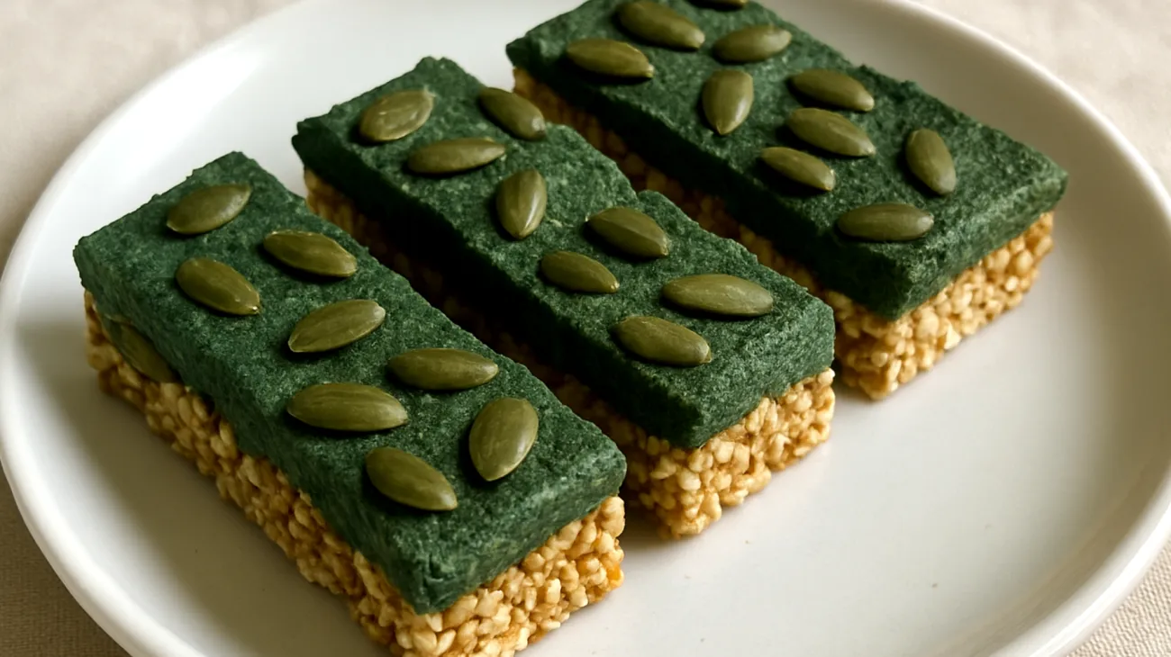 Barrette di amaranto soffiato con semi di zucca e spirulina"