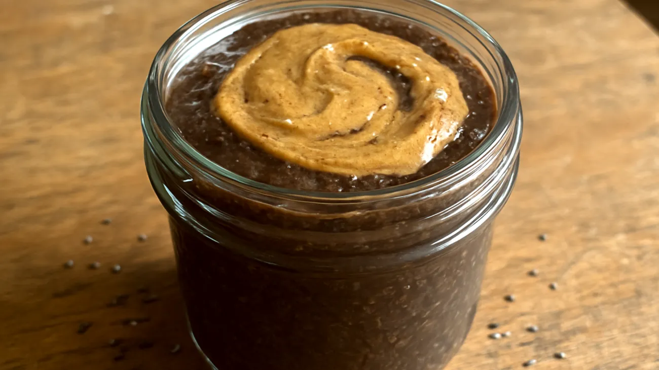 Budino di chia con cacao crudo e burro di mandorle"