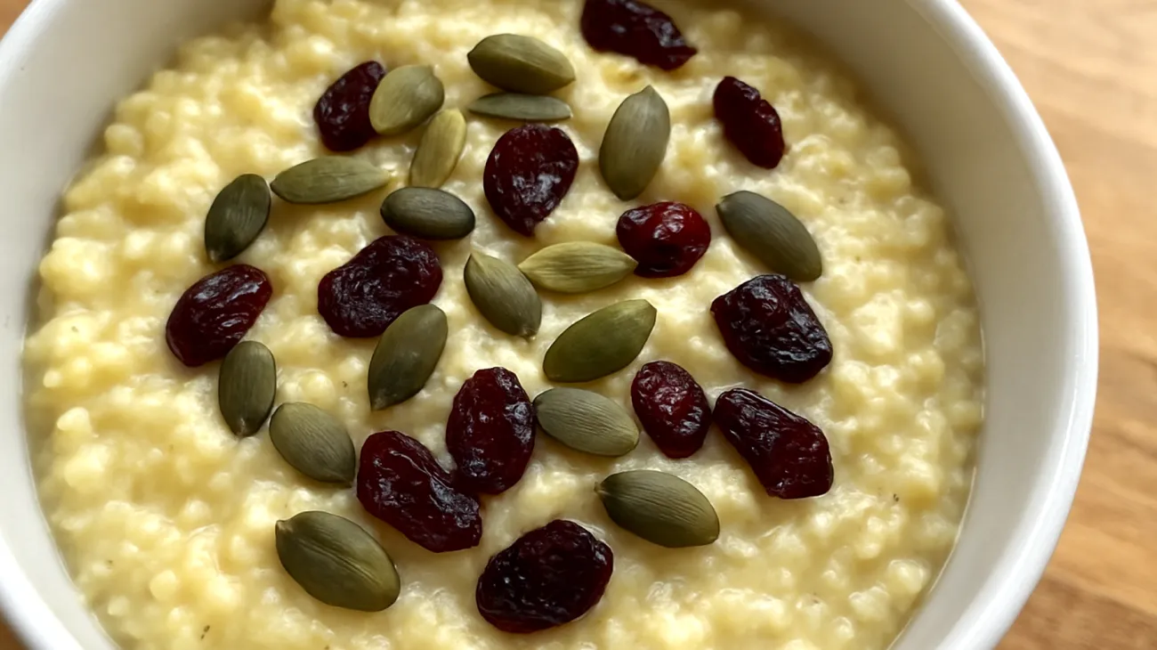 Porridge di miglio con semi di zucca e mirtilli rossi secchi"