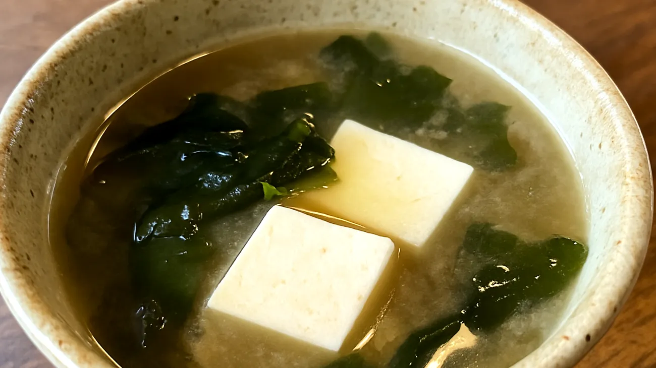 Zuppa di miso con alga wakame e tofu"